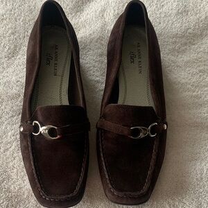 AK Anne Klein iflex Dark Brown Suede Loafers